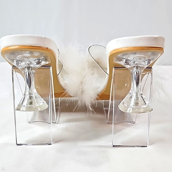 Heiyom White Feather Heels Size 40 - Picture 6 of 7